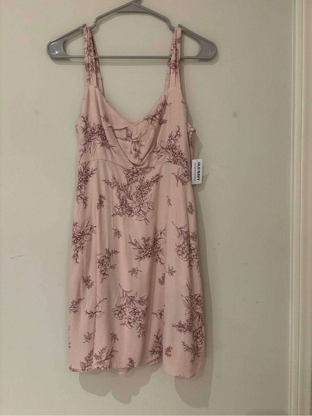 Old Navy Pink Slip Dress with Burgundy Floral Print